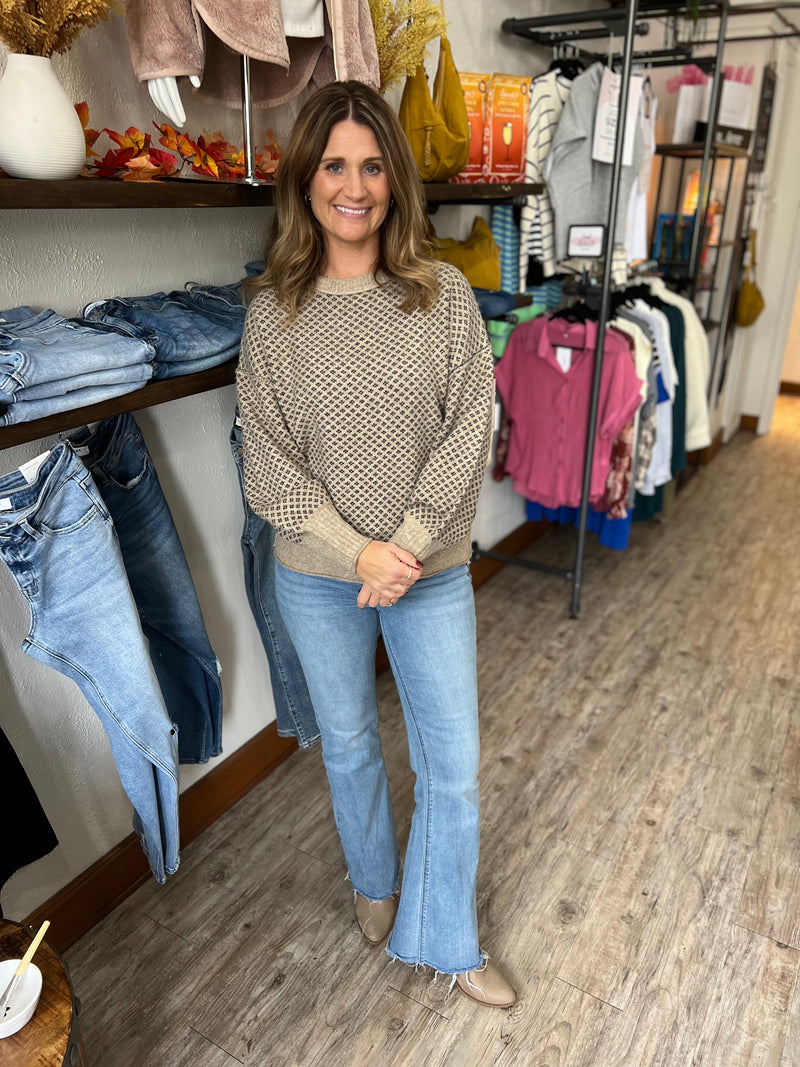 Stacie Mini Jacquard Crew Neck Sweater