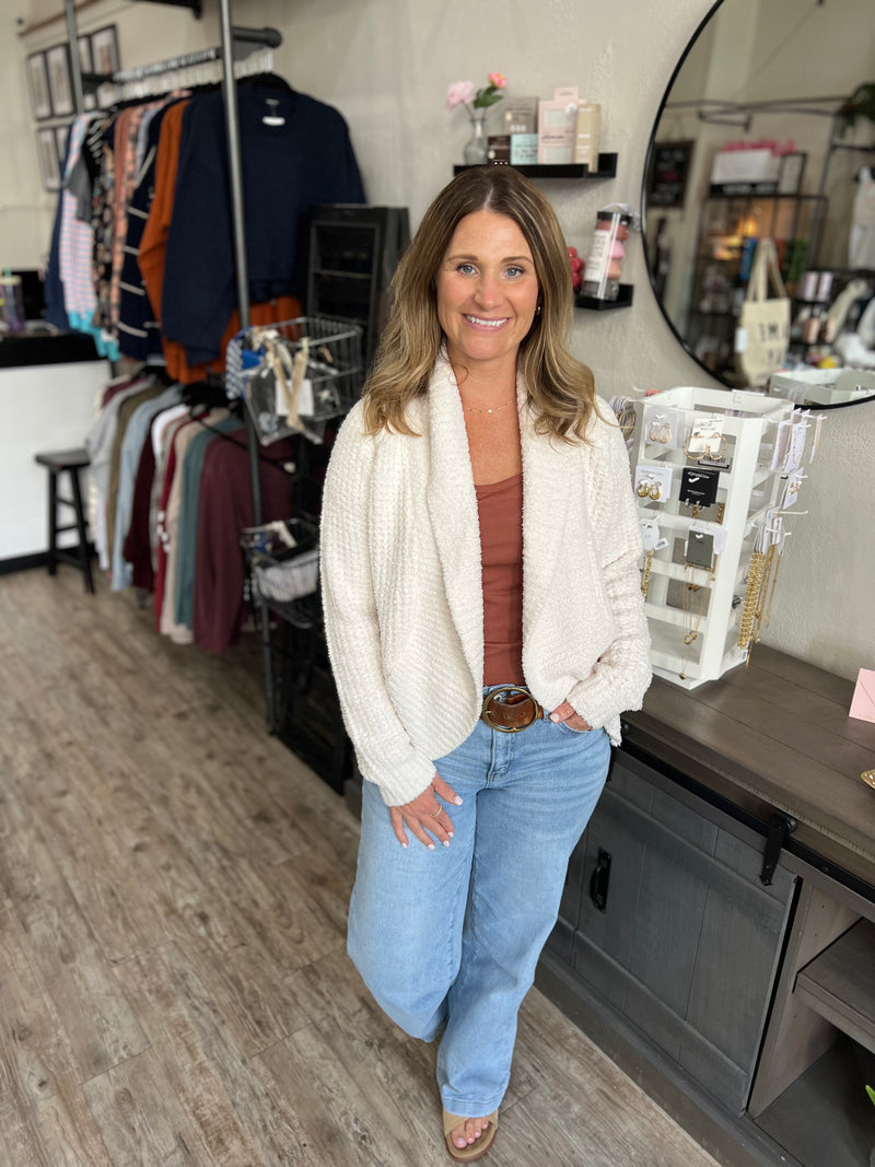 Deanna Waffle Marshmallow Cocoon Cardi