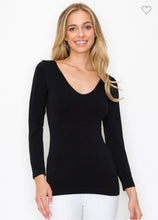 Load image into Gallery viewer, Long Sleeve Basic U/V Neck Top