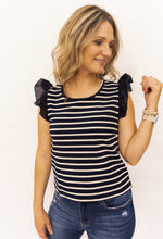 Load image into Gallery viewer, Devyn Striped Flutter Sleeve Top