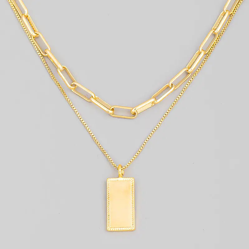Jaime Rectangle Pendant Necklace
