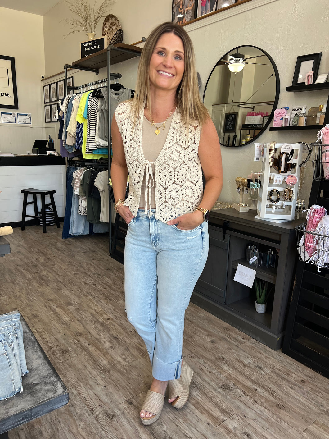 Mattie Crochet Laced Sleeveless Vest