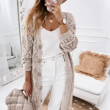 Bria Khaki Open Knit Cardi