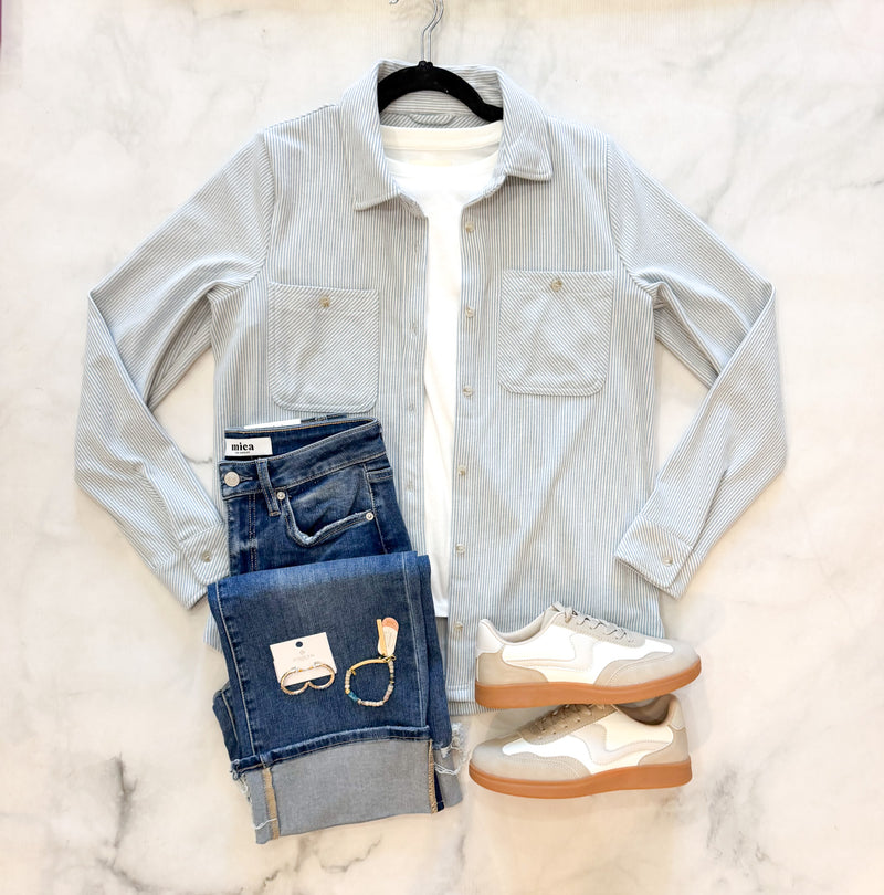 Gianna Light Blue Stripe Top