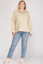 Load image into Gallery viewer, Kiara Taupe Curvy Shirt Jacket