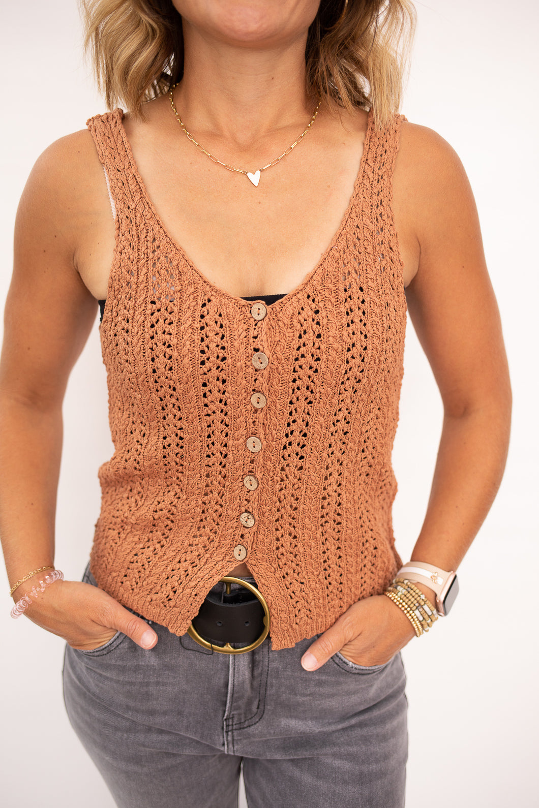 Molly Button Down Knit Tank