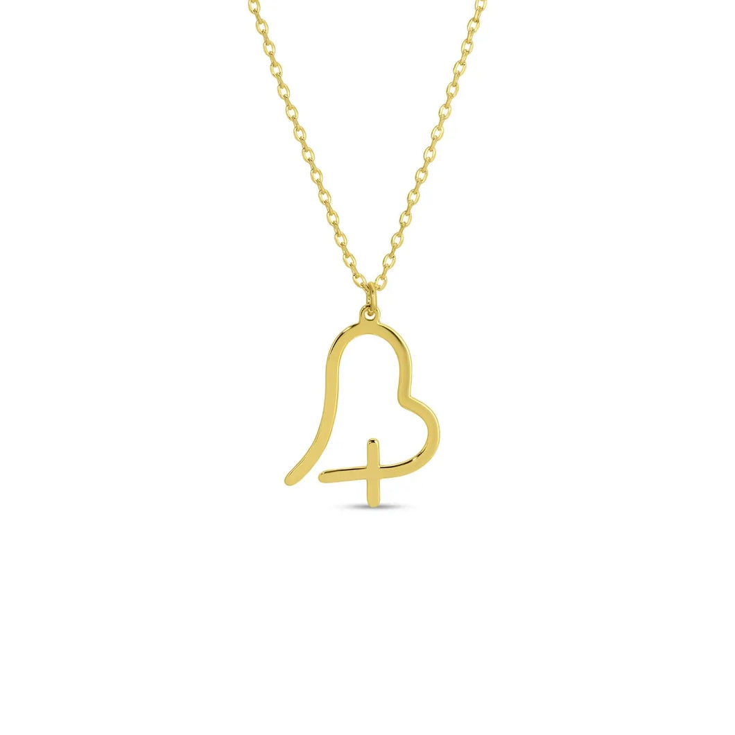 Nicole Free Form Heart with Cross Necklace