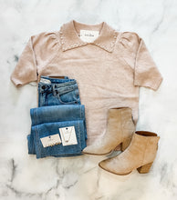 Load image into Gallery viewer, Juliet Pink Pearl Lined Collar Sweater