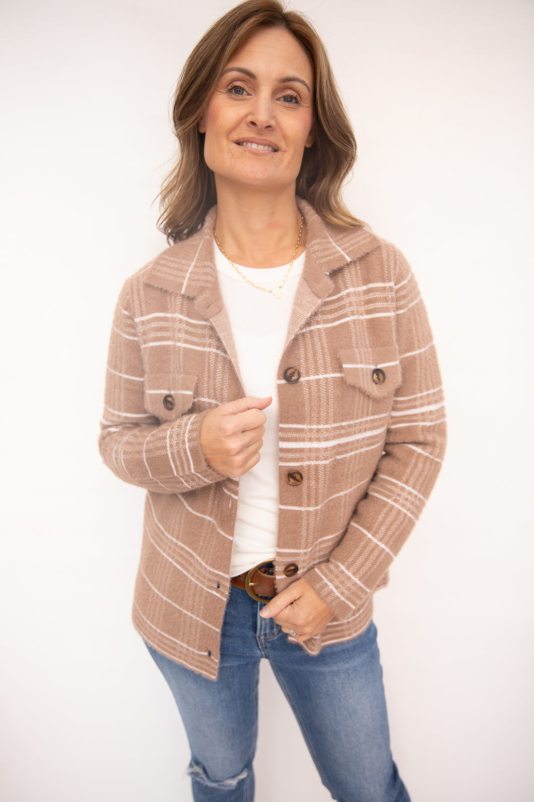 Rey Checked Button Down Jacket
