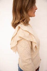Hayley Cream Ruffle Sleeve Sweater