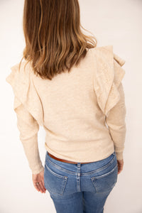 Hayley Cream Ruffle Sleeve Sweater