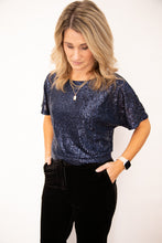 Load image into Gallery viewer, Sadie Navy Sequined Top