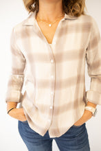 Load image into Gallery viewer, Janice Ivory and Taupe Plaid Top