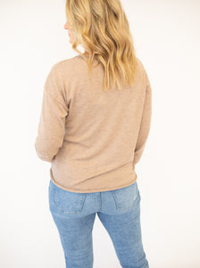 Uma Mocha Raw Edge Hem Pullover