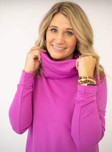 Luna Magenta Wide Turtle Neck Top