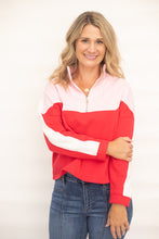 Load image into Gallery viewer, Huxley Red &amp; Pink Half-Zip Pullover