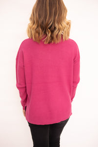 Ruth Center Seamed Berry Pullover Sweater