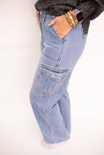 Load image into Gallery viewer, Lydia Wide Straight Leg Cargo Denim