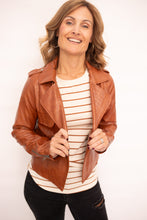 Load image into Gallery viewer, Hallie Camel Leather Jacket