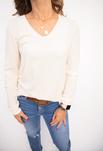Shannon Ivory Ribbed Top