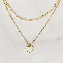 Load image into Gallery viewer, Layered Pearl Chain Heart Necklace