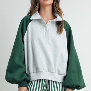 Cassie Color Block Polo Sweatshirt