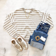 Load image into Gallery viewer, Harper Ivory &amp; Taupe Striped Sweater