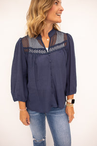Kieran Navy Lace Top