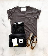 Load image into Gallery viewer, Liv Mid Rise Raw Hem Black Denim