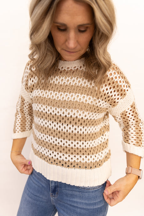 Zoey Cream/Taupe Light Weight Top