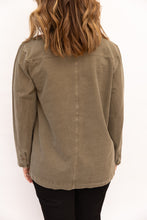 Load image into Gallery viewer, Wrenlee Mineral Washed Olive Shacket