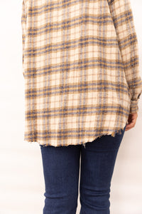 Alexa Sand/Navy Plaid Top