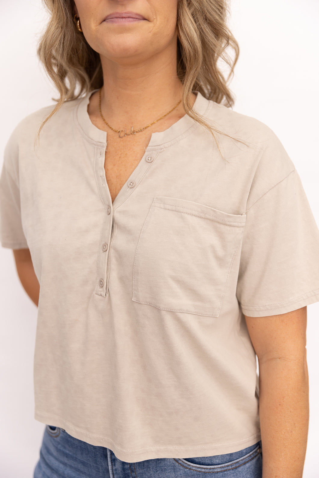Ellie Stone Button Up Knit Top