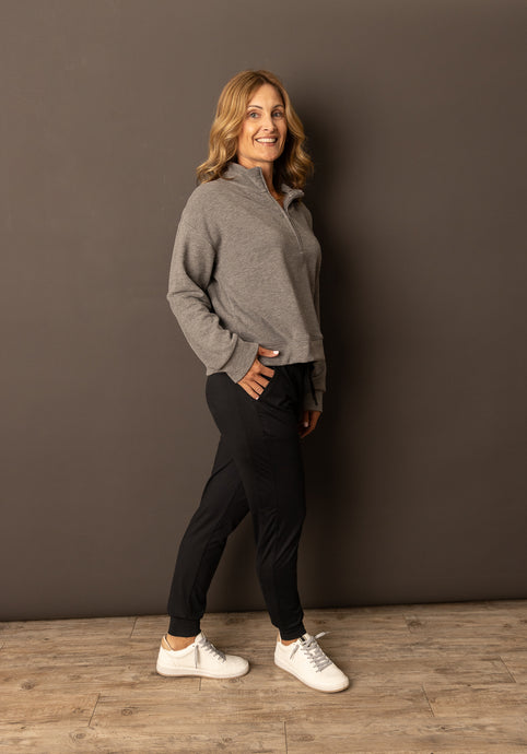 Leona Charcoal Half-Zip Sweatshirt