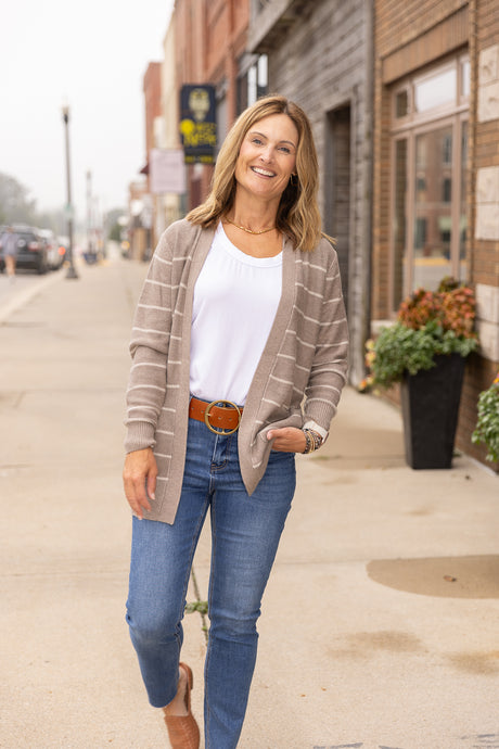 Landyn Mocha Striped Cardi