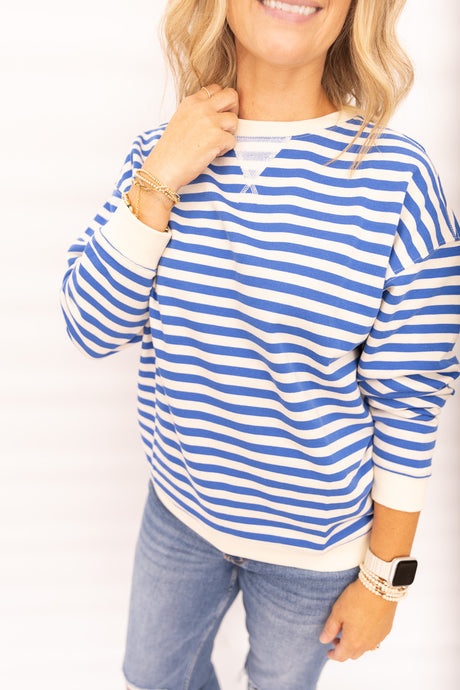 Oaklyn Blue/Cream Striped Pullover