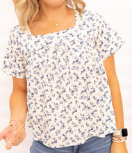 Load image into Gallery viewer, Mara Cream/Blue Floral Top