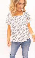 Load image into Gallery viewer, Mara Cream/Blue Floral Top