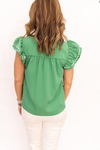 Load image into Gallery viewer, Bailey Green Embroidered Top
