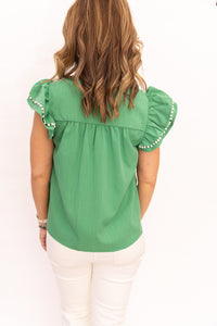 Bailey Green Embroidered Top