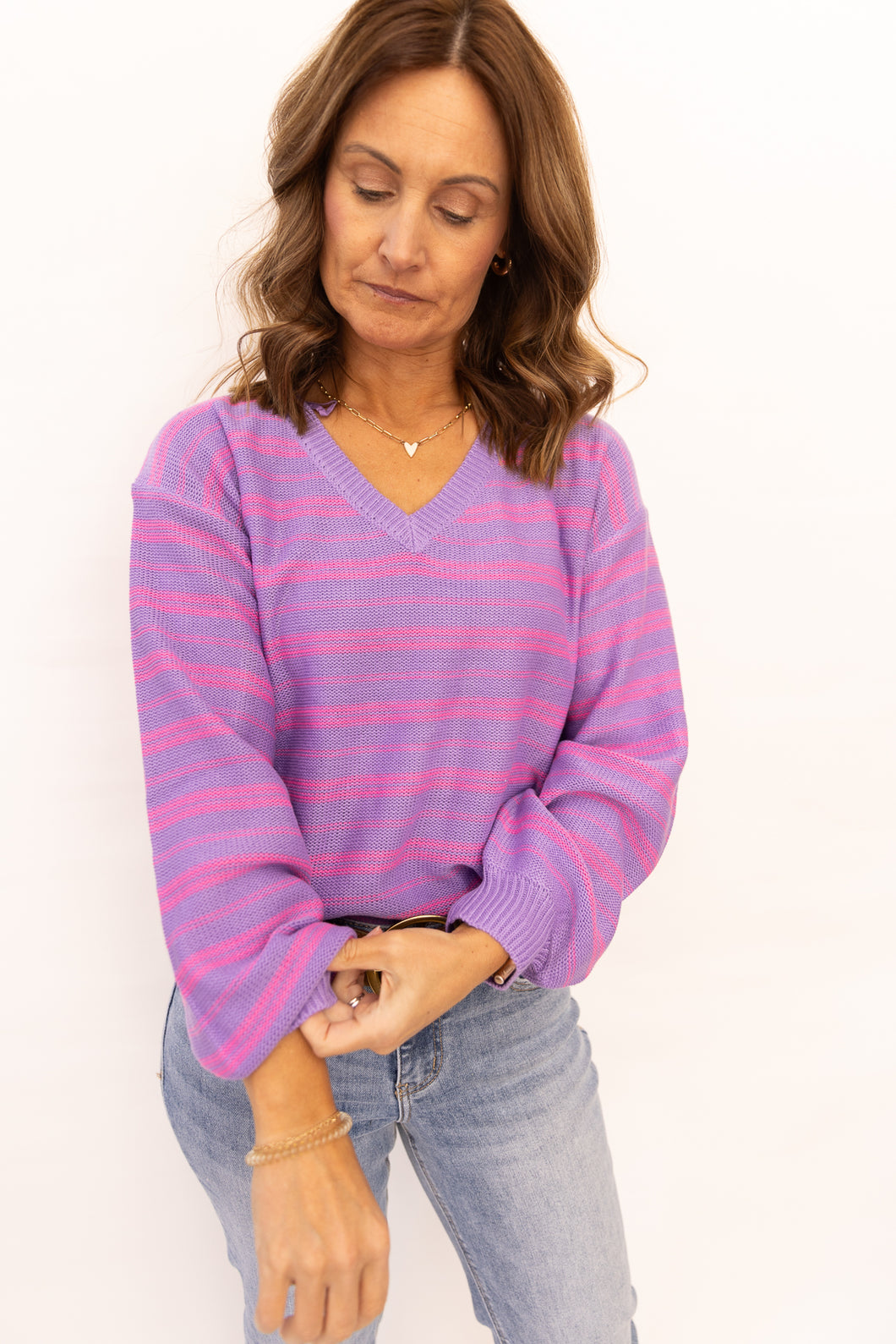 Delilah Purple/Pink Striped Top