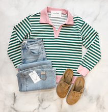 Load image into Gallery viewer, Delaney Striped V-Neck Sweatshirt