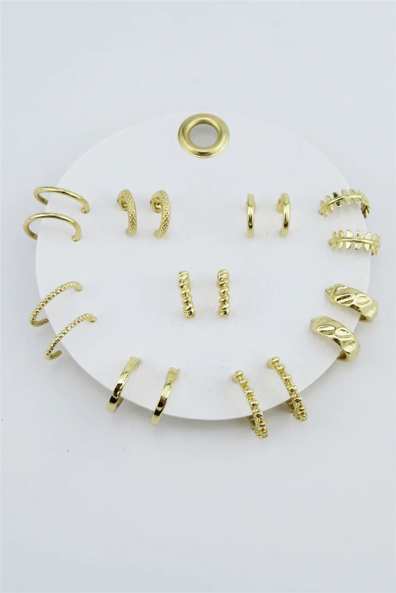 Bea Set of 9 Gold Earrings