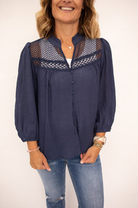Kieran Navy Lace Top