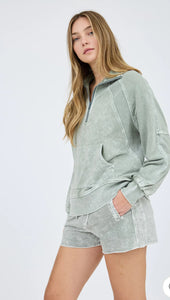 Ellison Moss Half Zip Knit Top