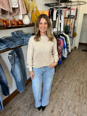 Milani Taupe Puff Sleeve Sweater