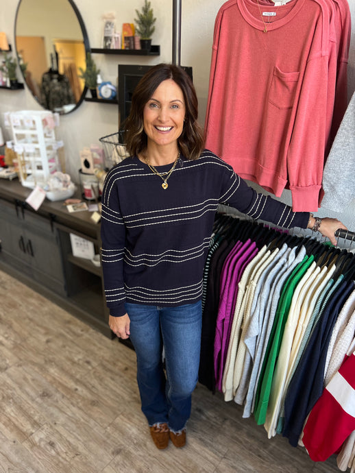 Kayden Striped & Textured Sweater