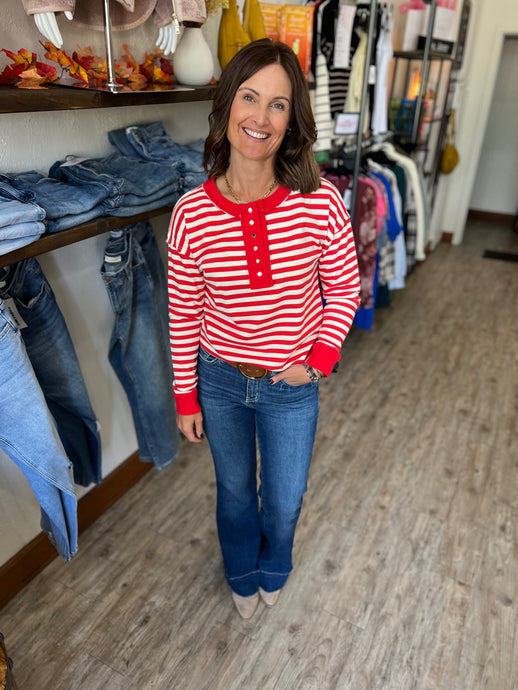 Daniela Striped Red Henley