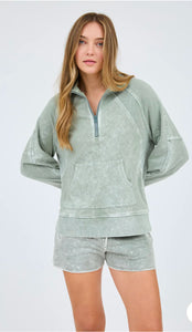 Ellison Moss Half Zip Knit Top