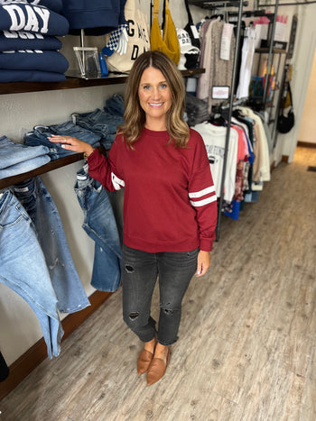 Kaelie Varsity Striped Sweatshirt